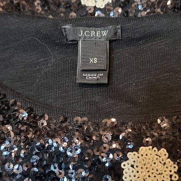 J. Crew Sequin Polka Dot Black and White Top XS - Picture 4 of 5